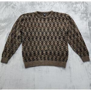 Vintage Consensus Sportswear Sweater Mens L Brown Multicolor Geometric Crew Neck